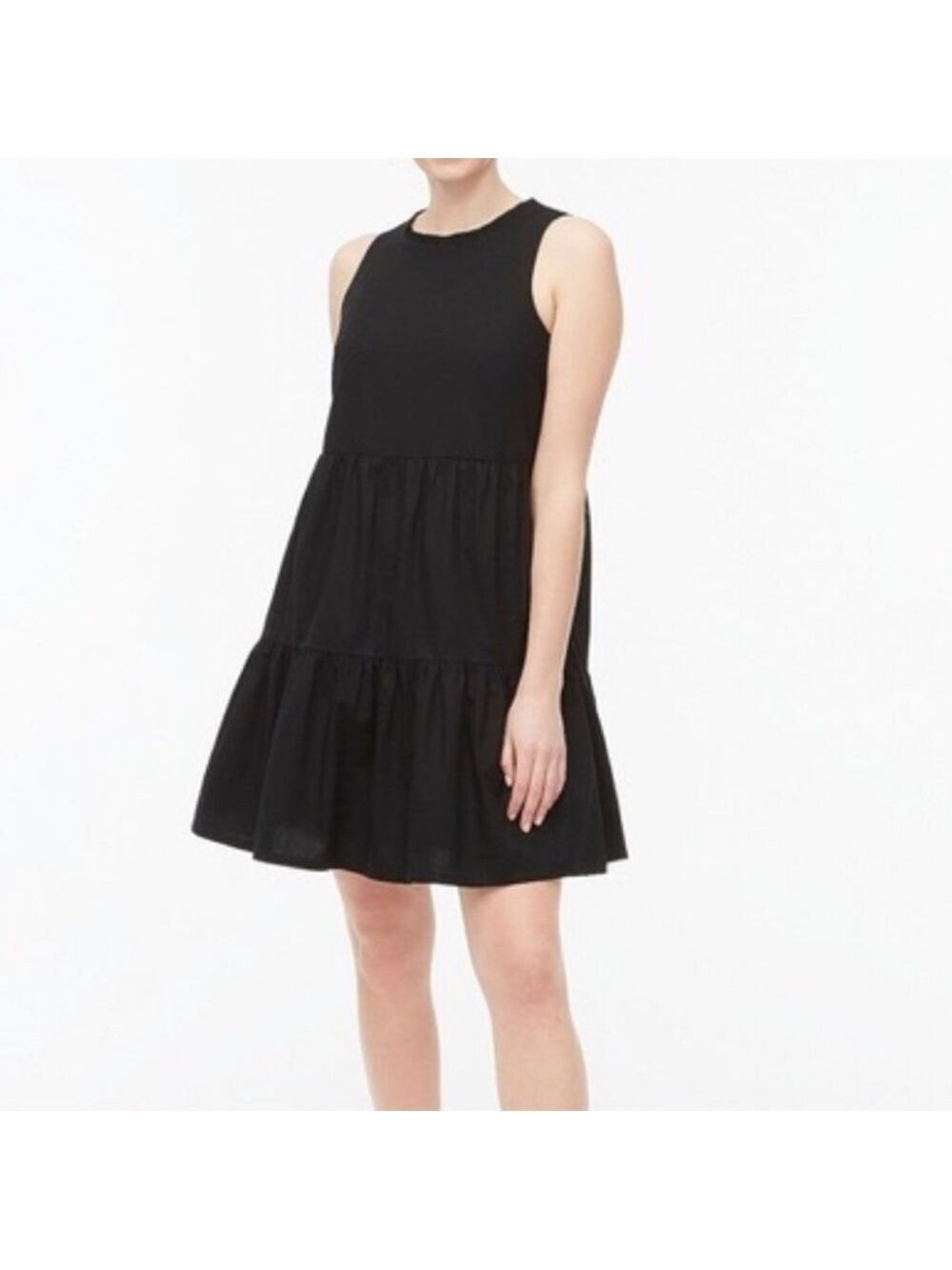 Vila Clothes black tiered sleeveless midi dress cotton blend New Sz 12 - 14